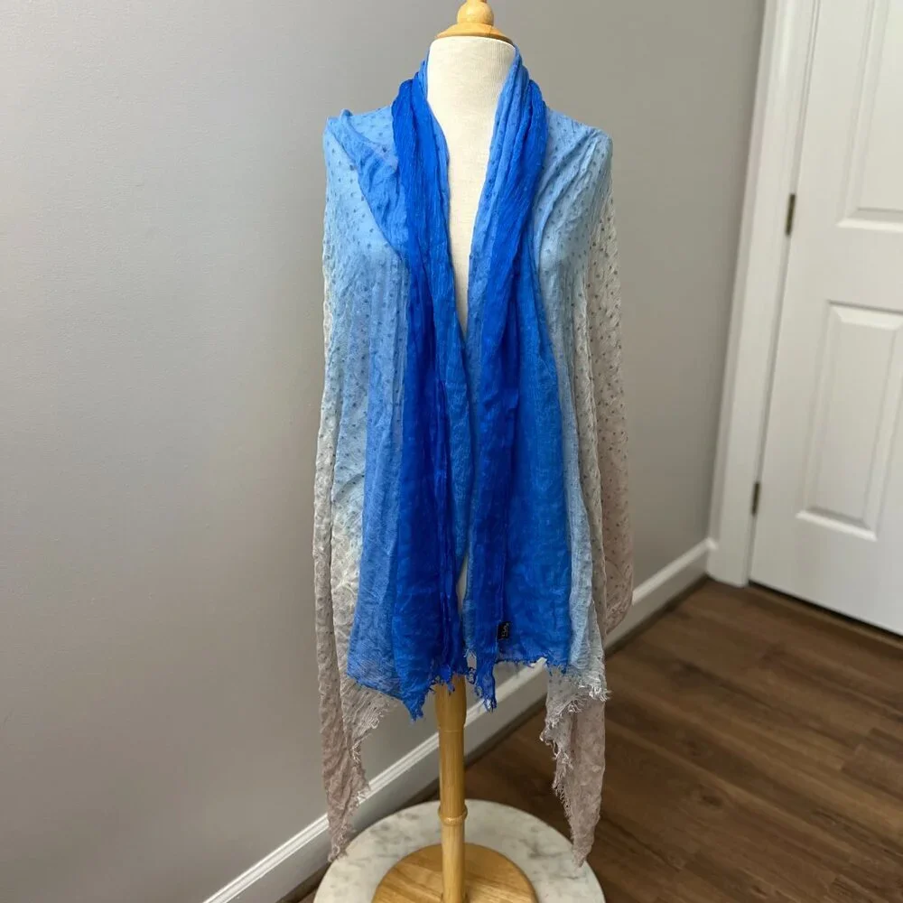 Pretty Persuasions Blue Ombre Swiss Dot Scarf Shawl